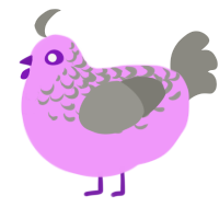Irene, a lavender and ash chicken with a half-lace pattern