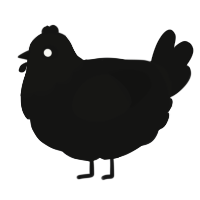 A black chicken with a head pattern