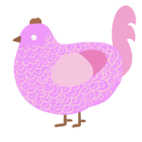 A lavender and pink chicken with a double-lace pattern