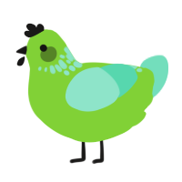 A grass and mint chicken with a neck-speckle pattern