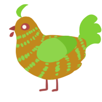 A ochre and grass chicken with a bar pattern