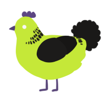 A lime and sable chicken with a neck-band pattern