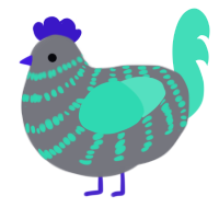 A ash and crimson chicken with a bar pattern