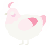 A white and rose chicken with a head pattern