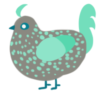 A ash and mint chicken with a speckle pattern