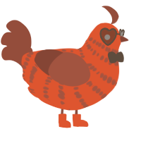 A vermilion and russet chicken with a bar pattern