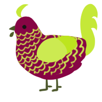 A maroon and lime chicken with a lace pattern