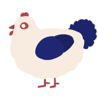 A cream and navy chicken