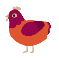 Gazpacho, a vermilion and maroon chicken with a head pattern