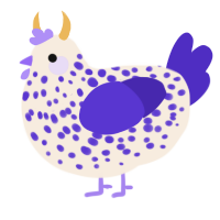 A cream and indigo chicken with a speckle pattern