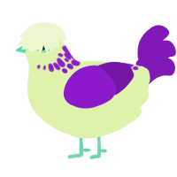 Apple Fritter, a apple and violet chicken with a neck-speckle pattern