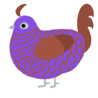 Brick House, a blurple and russet chicken with a lace pattern