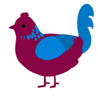 Blueberry Juice, a maroon and sapphire chicken with a neck-speckle pattern