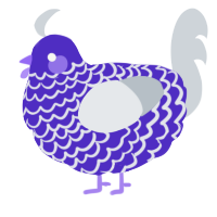 A indigo and mist chicken with a lace pattern