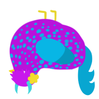 A amethyst and cerulean chicken with a speckle pattern