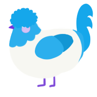 A white and sky chicken with a head pattern