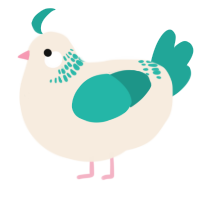 A cream and turquoise chicken with a neck-band pattern