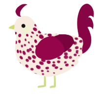 A cream and maroon chicken with a speckle pattern