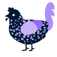 Spacial little cutie, a tumblr and lilac chicken with a speckle pattern