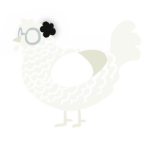 A white chicken with a lace pattern