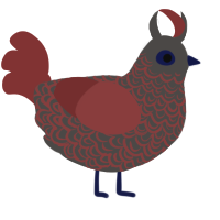 Ares, a grey and red chicken with a double-lace pattern
