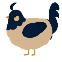 A beige and tumblr chicken with a head pattern