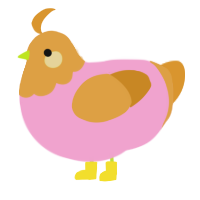 Caramel Apple, a pink and orange chicken with a head pattern