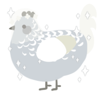 Silver Lining, a mist and white chicken with a half-lace pattern