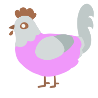Softie, a lavender and silver chicken with a head pattern