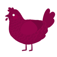A maroon chicken with a lace pattern