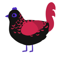 A black and crimson chicken with a half-lace pattern