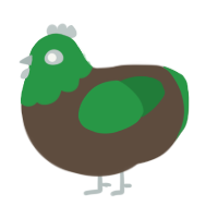 A bark and viridian chicken with a head pattern