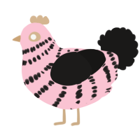 A rose and sable chicken with a bar pattern
