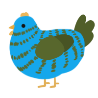 Pool Algae, a sky and olive chicken with a bar pattern