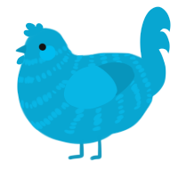 A cerulean chicken with a bar pattern