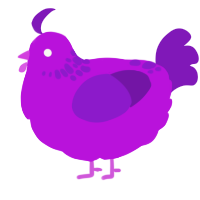 A amethyst and violet chicken with a neck-speckle pattern