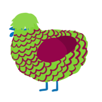 A grass and maroon chicken with a lace pattern