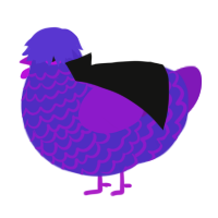 Dolwethil, a indigo and violet chicken with a lace pattern