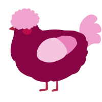 A maroon and pink chicken