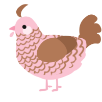 A rose and brown chicken with a lace pattern