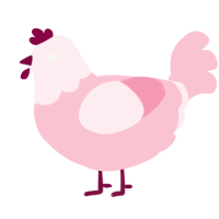 A rose chicken with a head pattern
