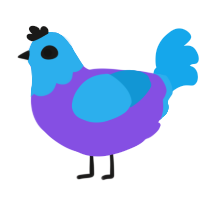 A blurple and sky chicken with a head pattern