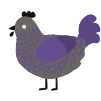 A grey and overcast chicken with a lace pattern