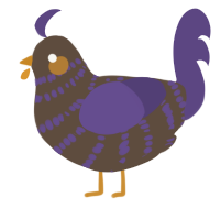 A bark and overcast chicken with a bar pattern