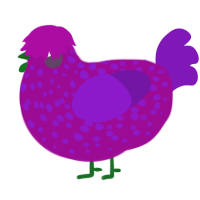Pitcher Plant, a plum and violet chicken with a speckle pattern