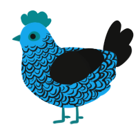 A sky and black chicken with a double-lace pattern