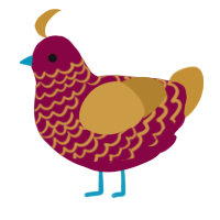 A maroon and gold chicken with a lace pattern