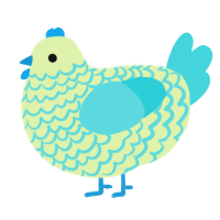 A apple and aqua chicken with a lace pattern