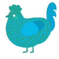 A turquoise and cerulean chicken with a lace pattern
