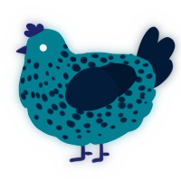 A sea and tumblr chicken with a speckle pattern